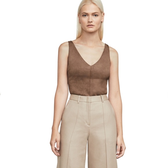 BCBGMAXAZRIA "MYA" Faux-Suede Tank Bodysuit, Brown Mocha - NWT - Picture 4 of 5